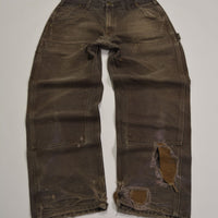 Distressed Washed Brown Carhartt Double Knee