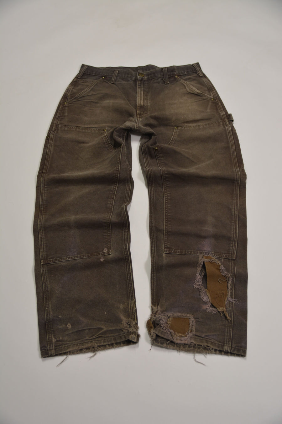 Distressed Washed Brown Carhartt Double Knee