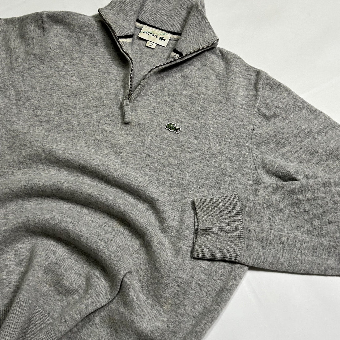 Grey Lacoste 1/4 Zip Sweater