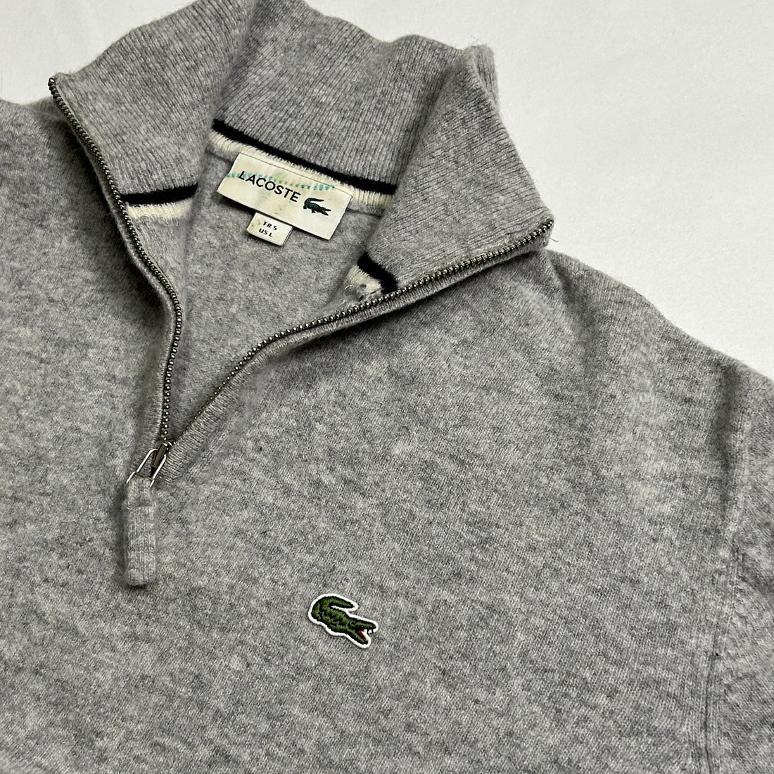 Grey Lacoste 1/4 Zip Sweater